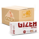 Carton 40 boites de 250 tubes Gizeh Silver Tip Extra